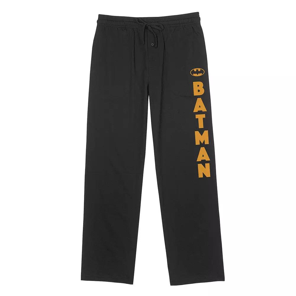 Men's Batman Bat Signal Vertical Name Pajama Pants, Size: Small, Black Product Image