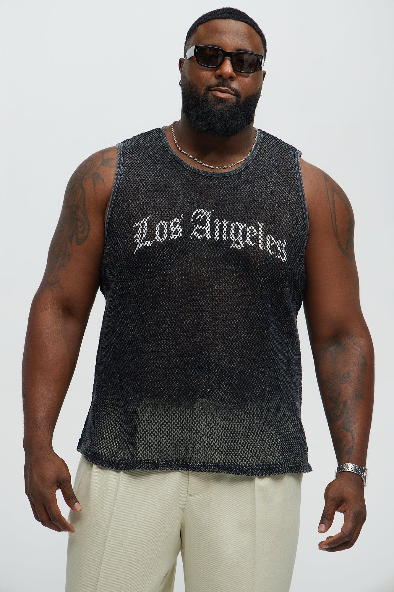 LA Washed Mesh Tank Top - Black Wash Male Product Image