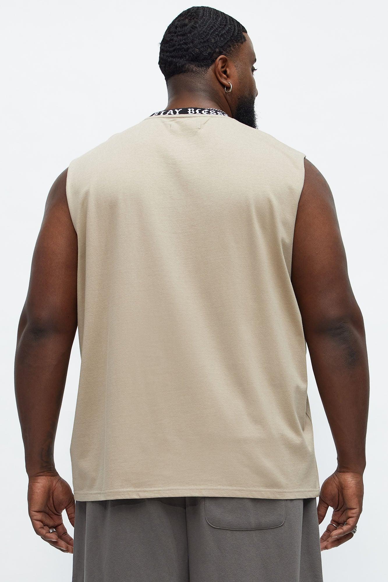 Muscle Stay Blessed Tank - Stone Male Product Image