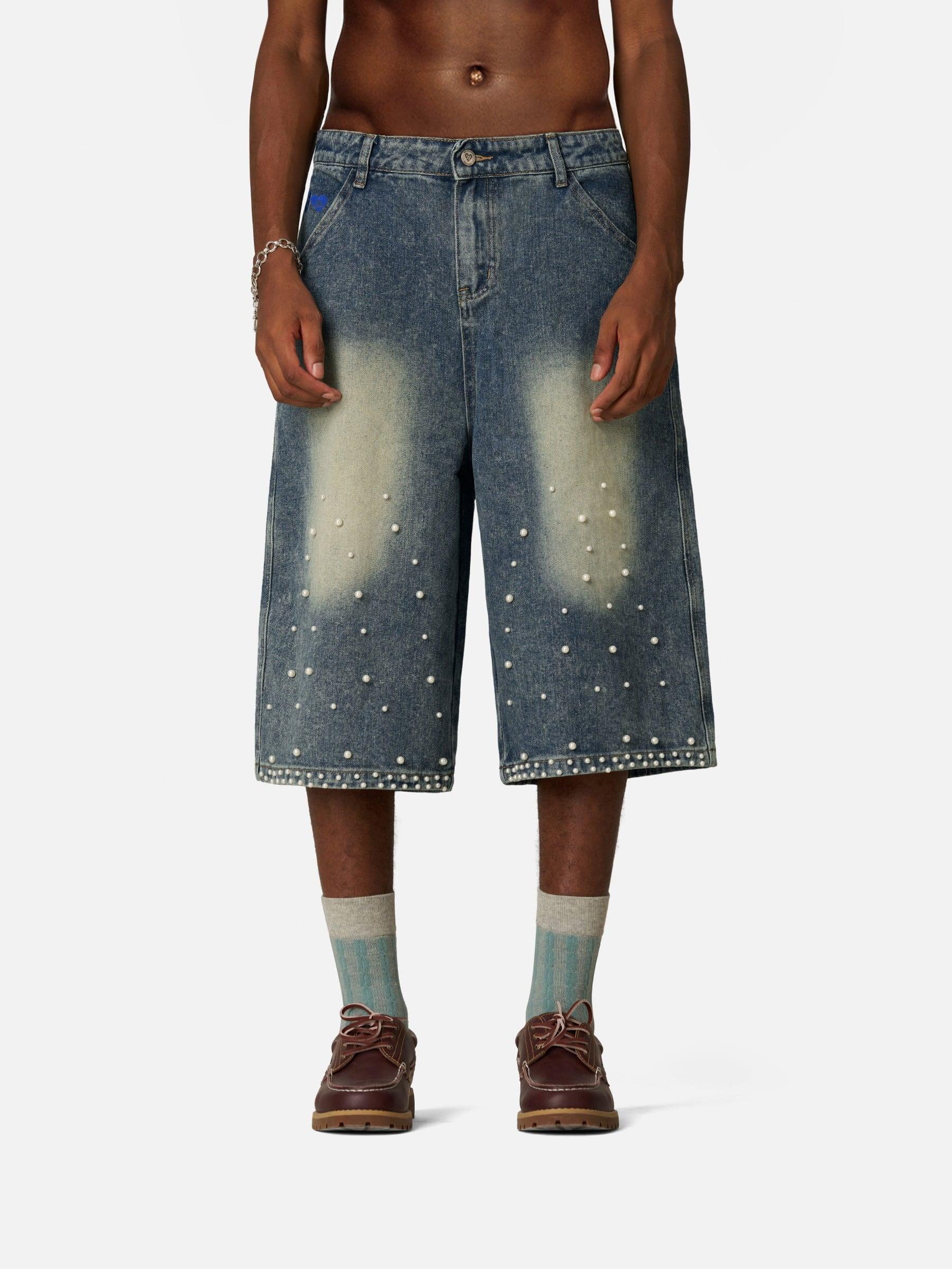 Aelfric Eden Pearl Embellished Baggy Longline Jorts Product Image