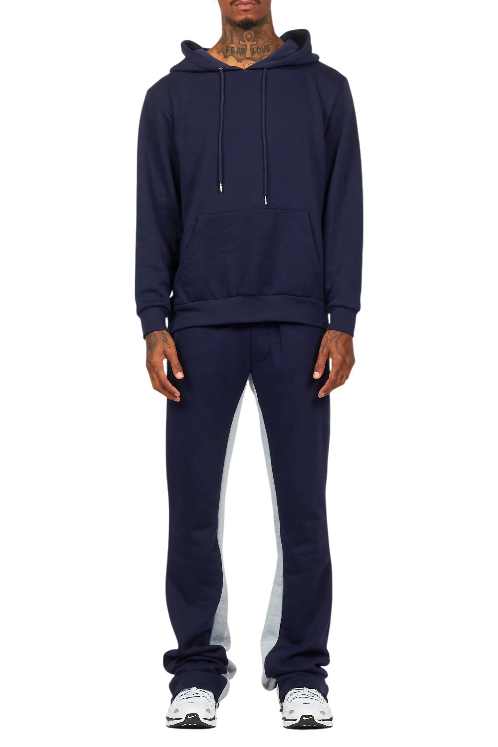 Basic Navy Hoodie/Baggy Track Pant Set Male Product Image