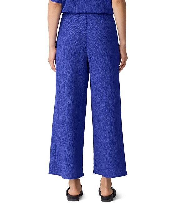 Eileen Fisher Crinkle Texture Plisse Wide Leg Ankle Pants Product Image