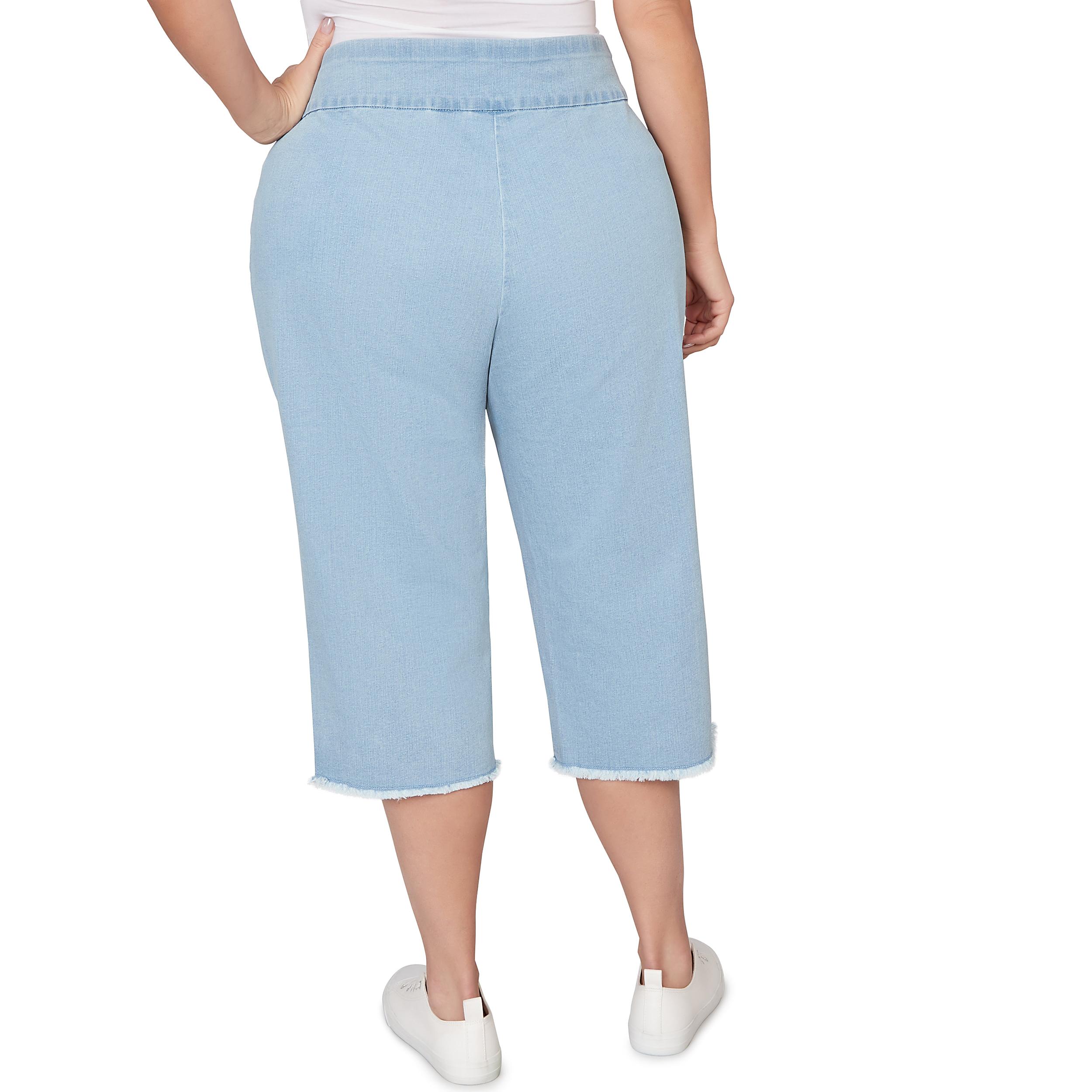 Alfred Dunner Super Stretch Denim Fringe Capri Pant- Petite Product Image