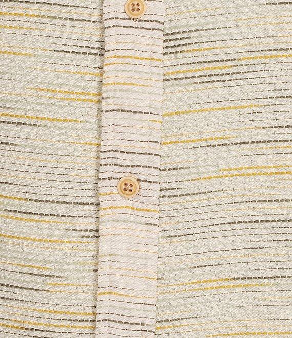 Rowm Big & Tall Outsider's Oasis Short Sleeve Space Dyed Textured Horizontal Striped Shirt Product Image