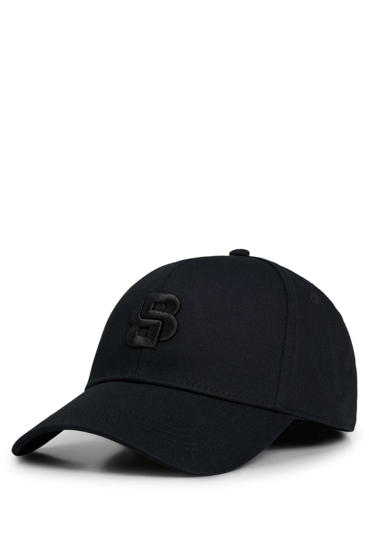 BOSS - Cotton-twill cap with embroidered Double B monogram - Black Product Image