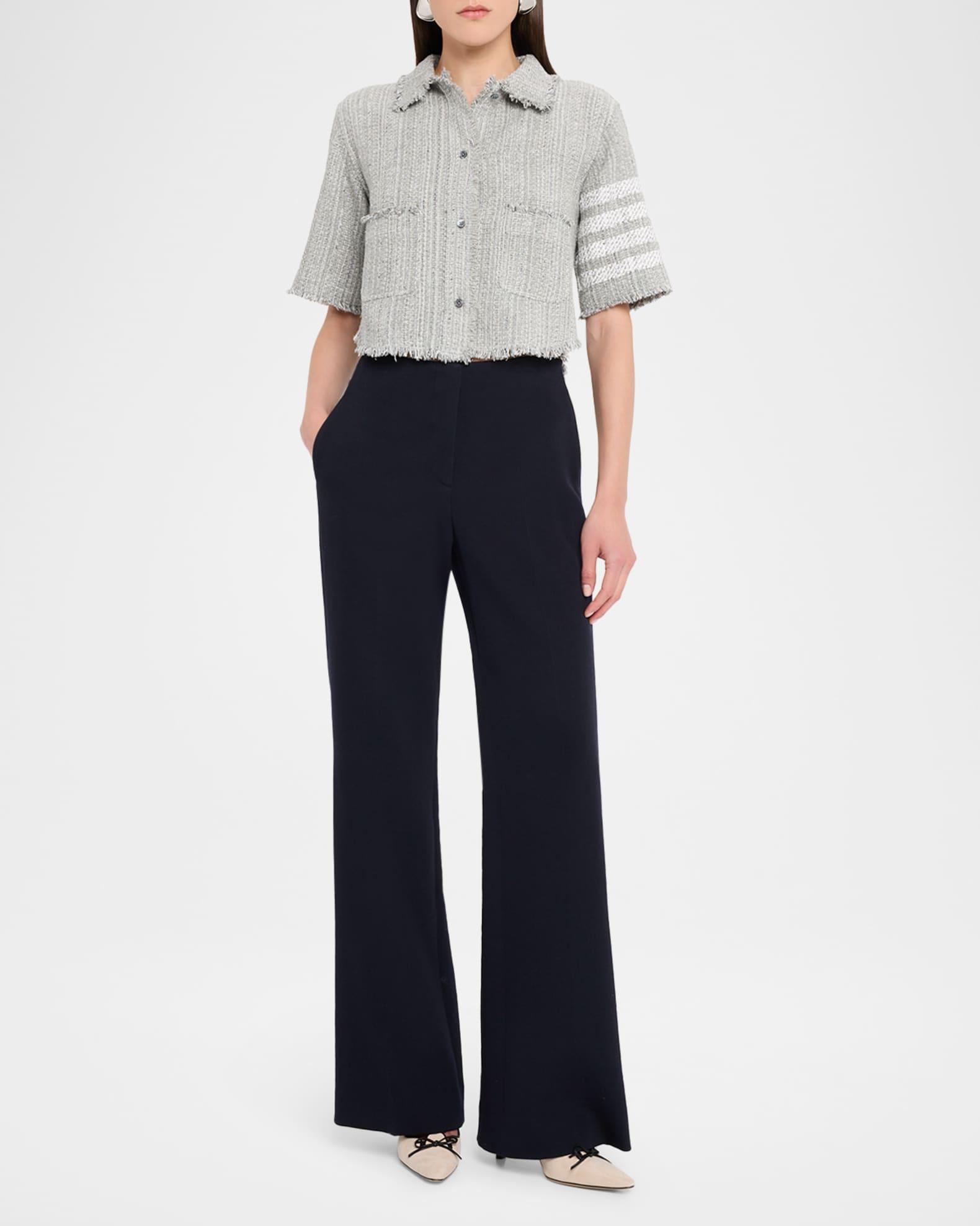 Woven Tweed Cropped Shirt Jacket Product Image