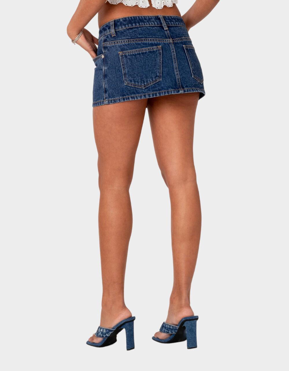 EDIKTED Spencer Low Rise Denim Womens Mini Skirt - BLUE Product Image