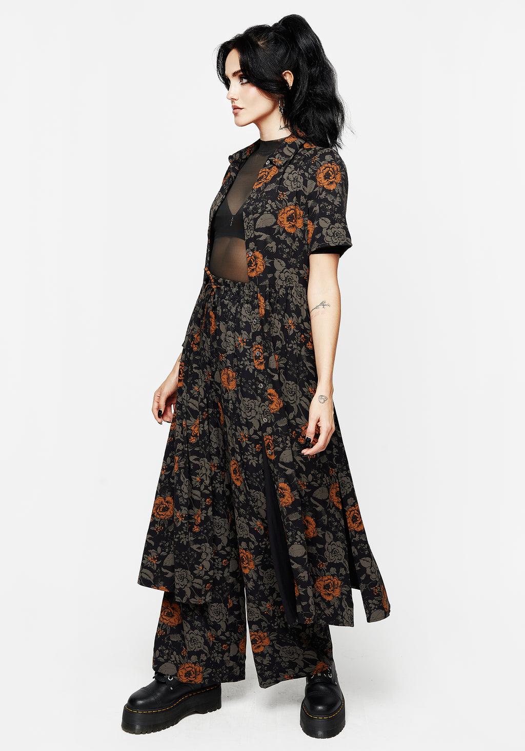 Mortify Floral Print Wide Leg Trousers Product Image