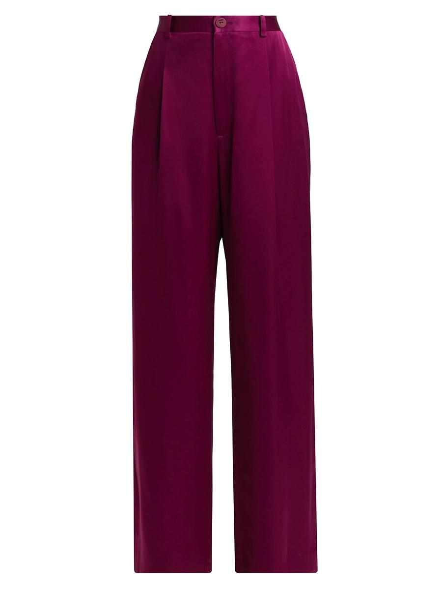 Womens Relaxed Pleated Satin Pants Product Image