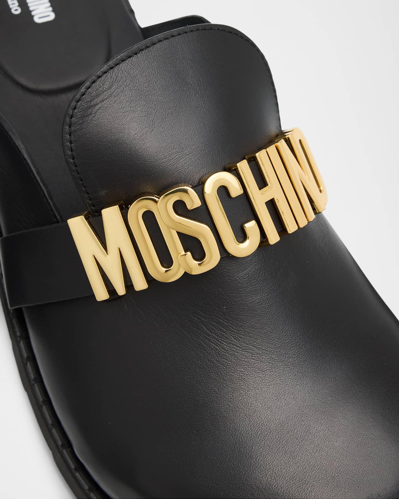 Men's Calfskin Leather Logo Mules Product Image