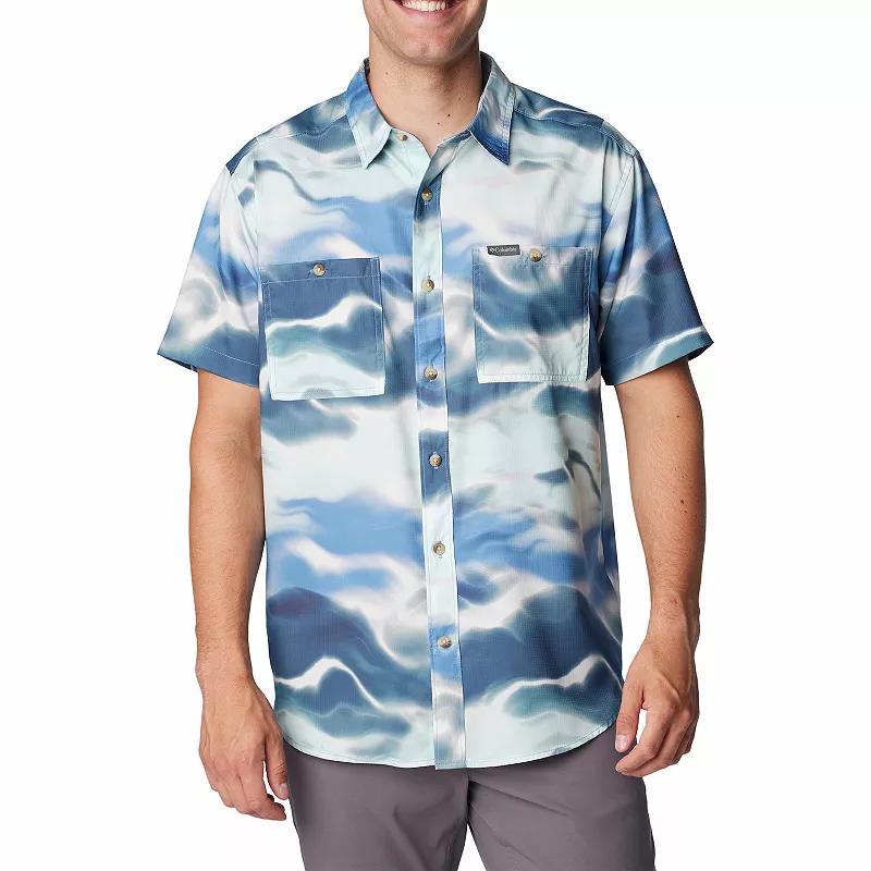 Men's Columbia UPF 40 Utilizer Printed Short Sleeve Button-Down Shirt, Size: Small, Skyler Undercurrent Product Image