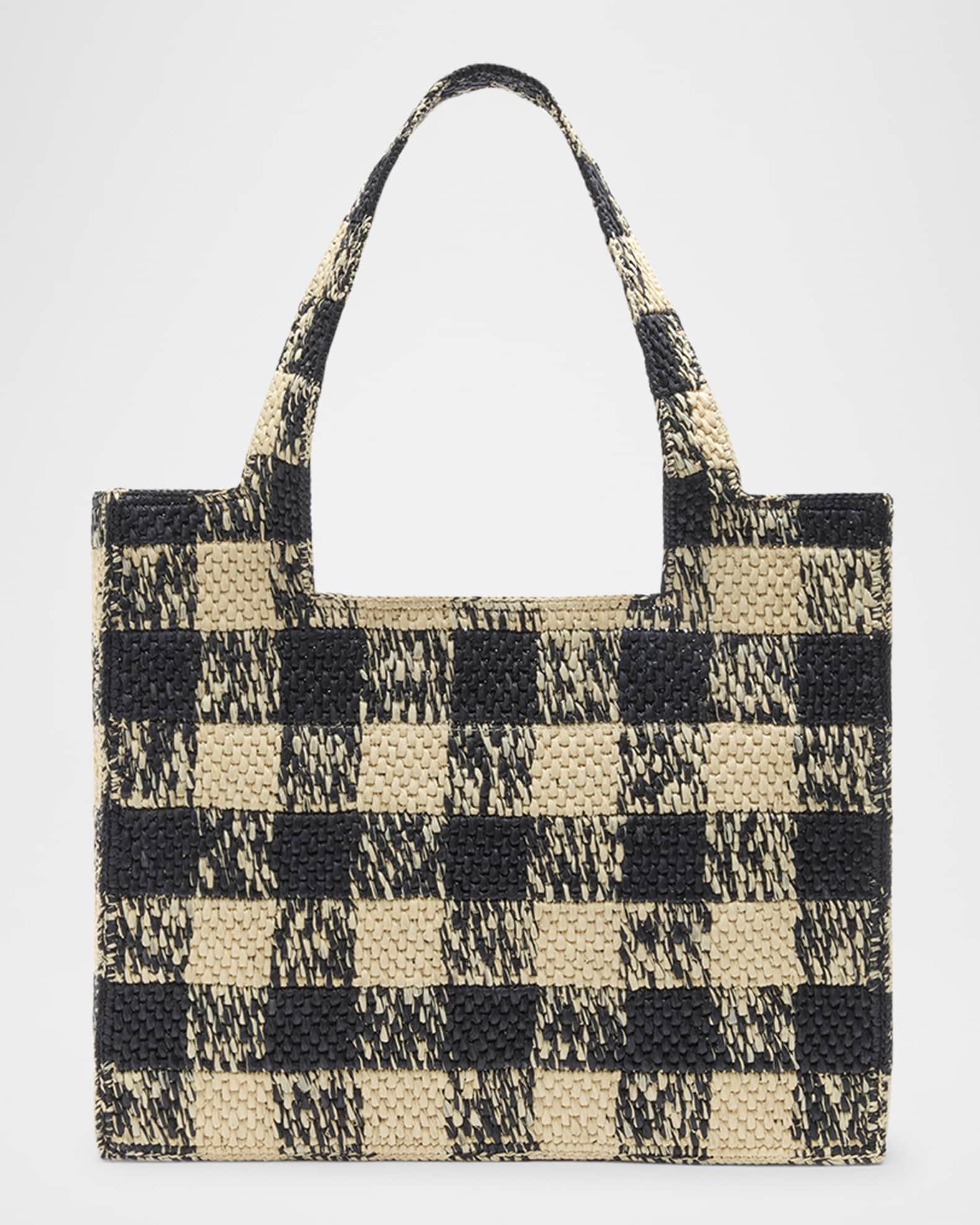 x Paula’s Ibiza Large Tote Bag in Gingham Raffia Product Image