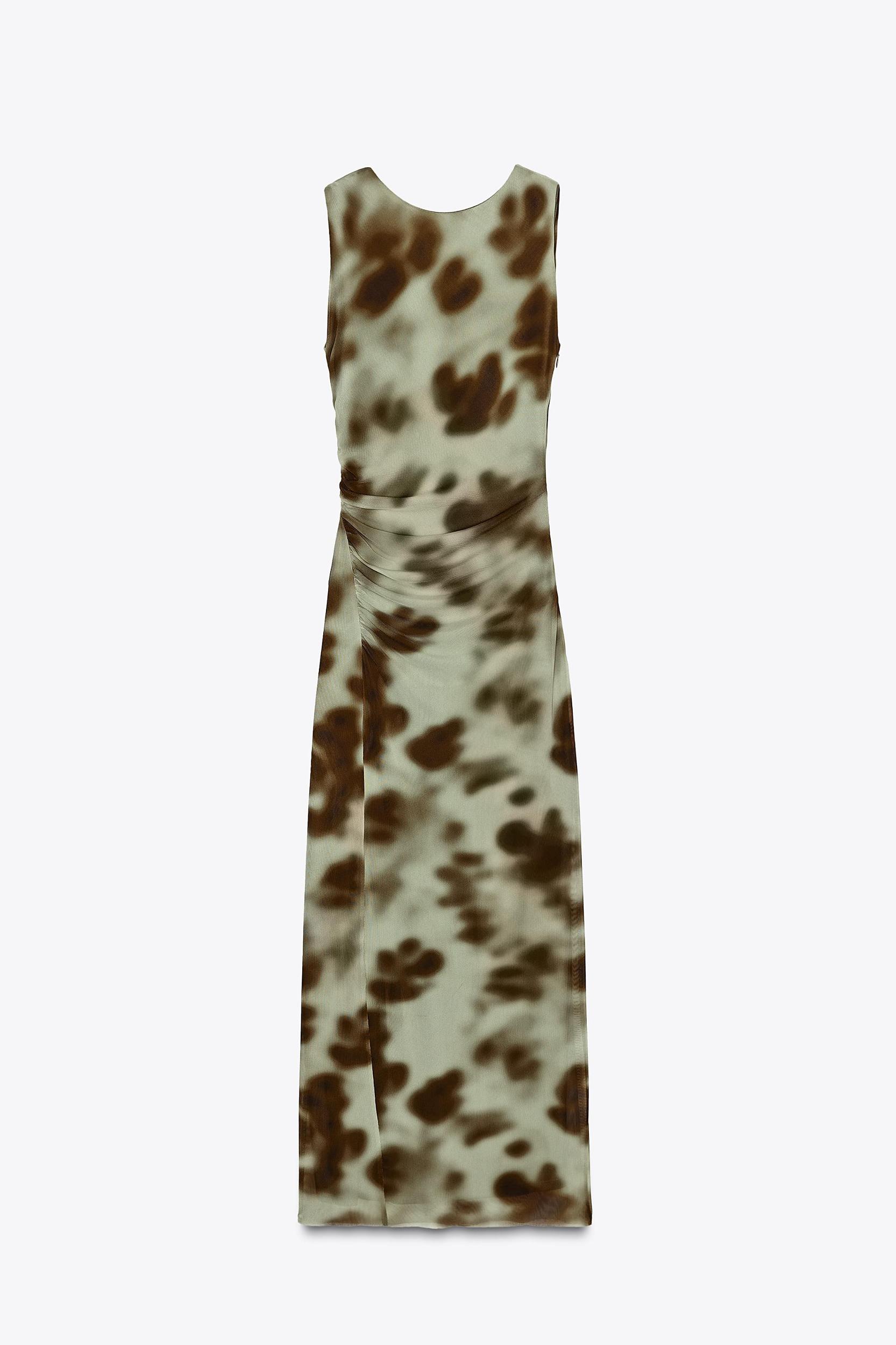 DRAPED PRINTED MIDI DRESS Product Image