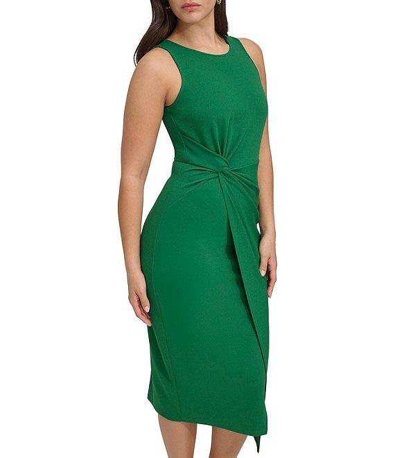 SIENA Sleeveless Twist Front Crepe Faux Wrap Midi Dress Product Image