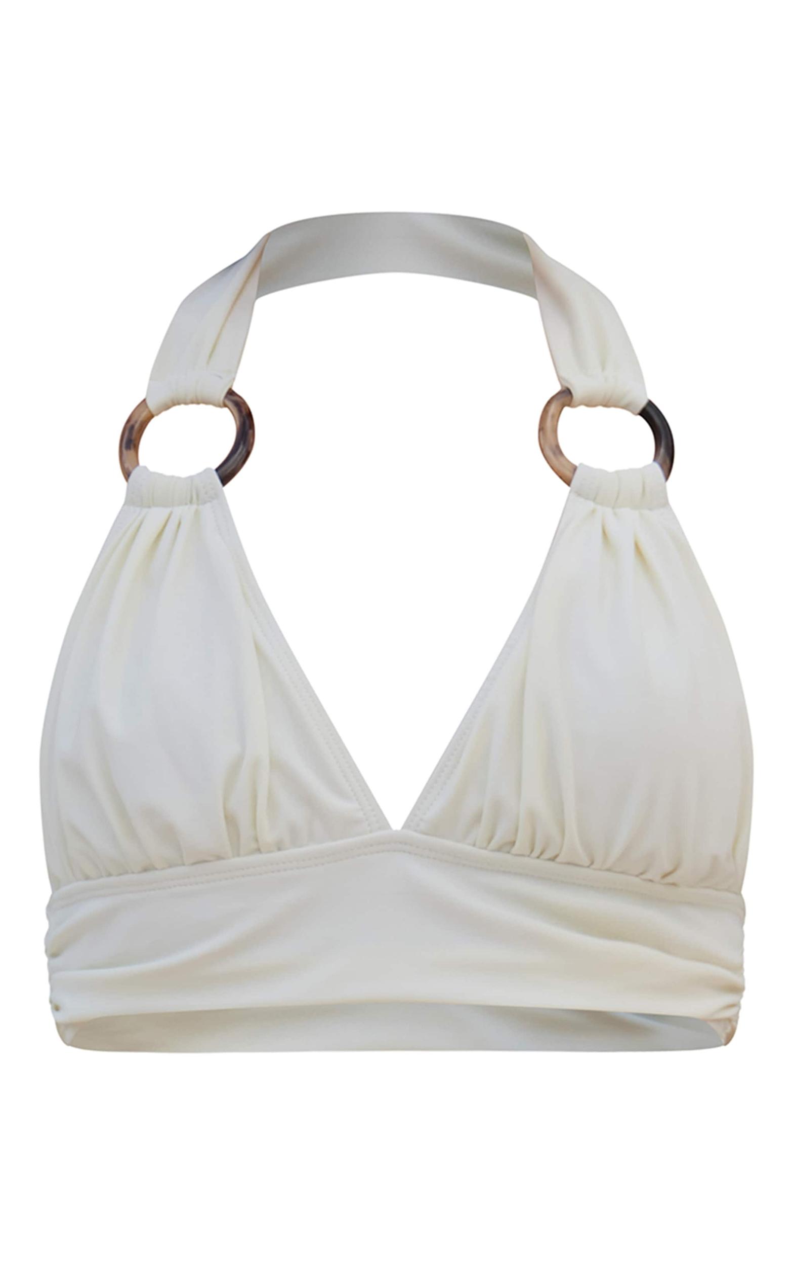 Cream O Ring Detail Tanga Bikini Bottoms Product Image