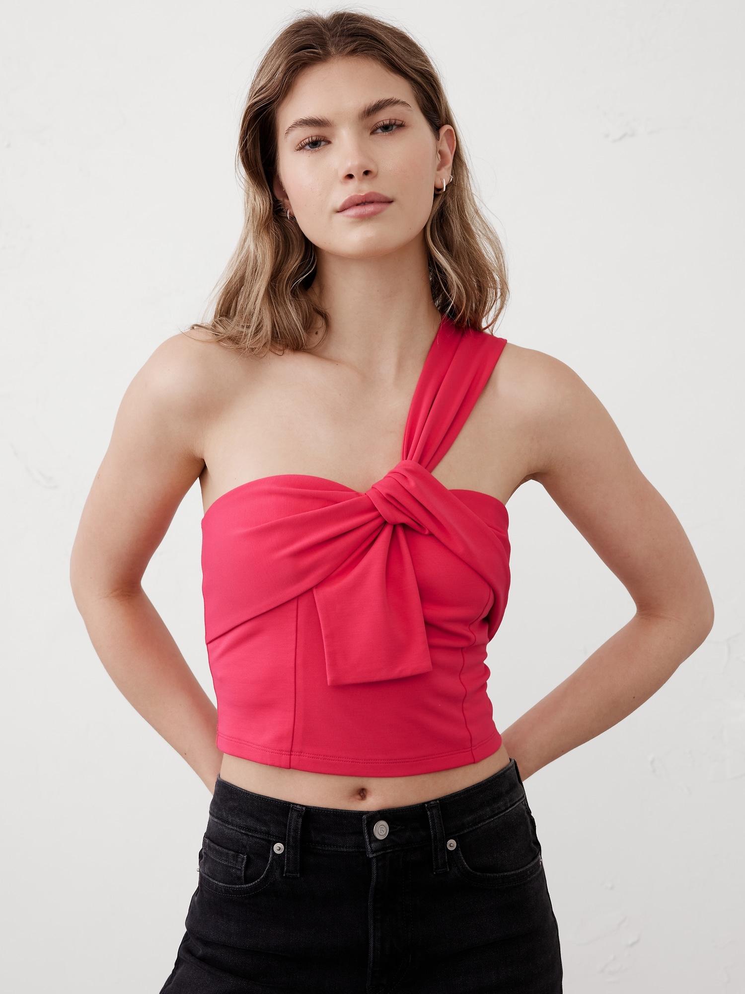 Knotted One-Shoulder Cropped Bustier Product Image