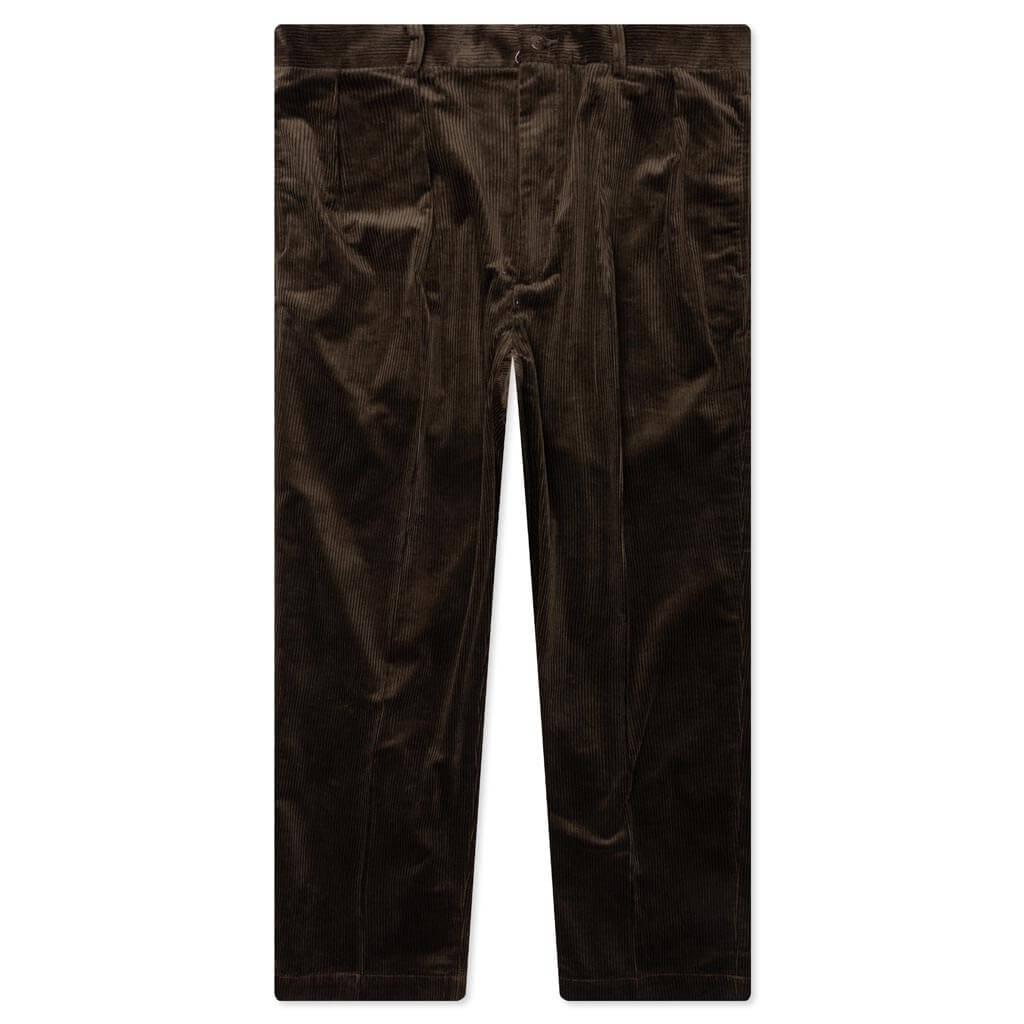 Double Pleated Corduroy Trousers - Brown Male Product Image