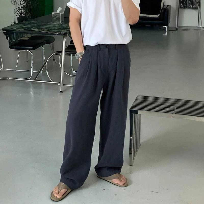RT No. 18297 LINEN CASUAL STRAIGHT PANTS Product Image