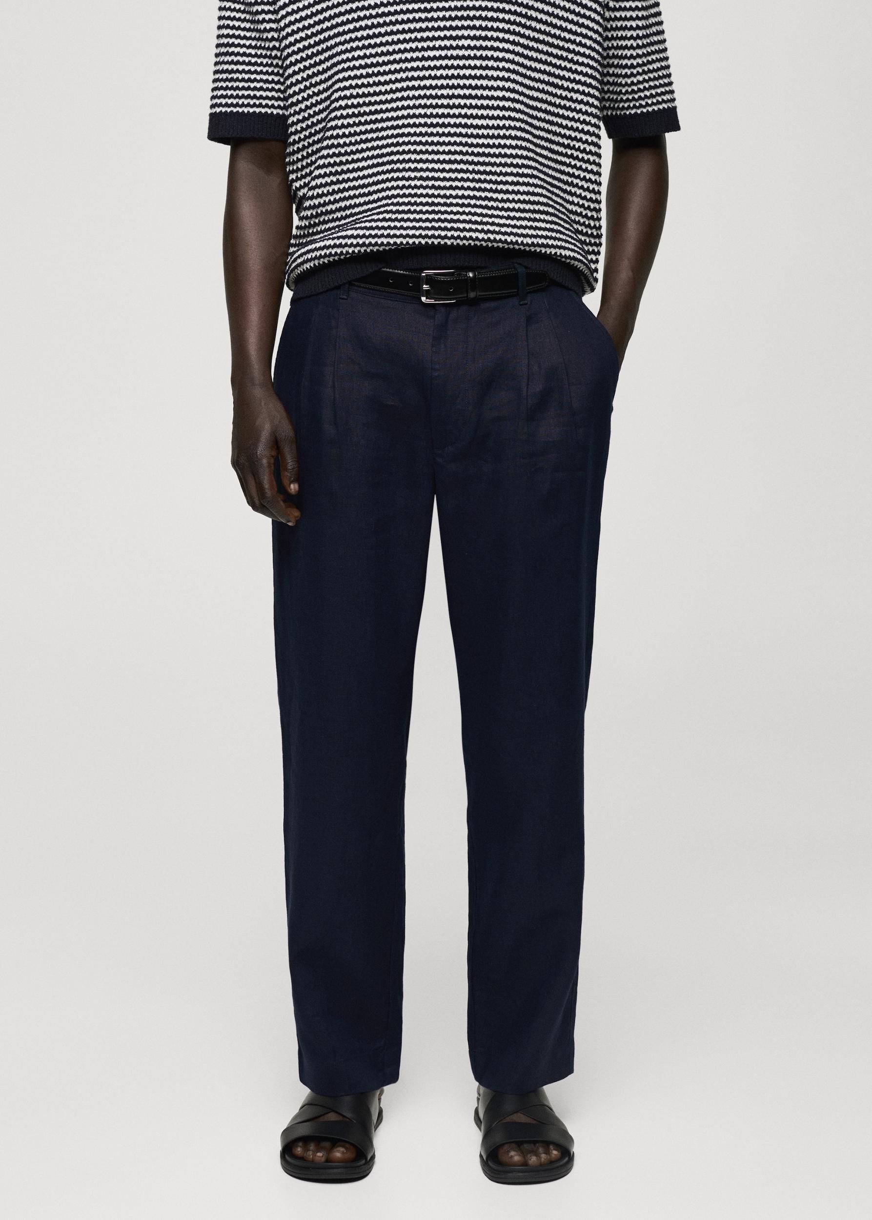 Relaxed-fit 100% linen pants - Men | MANGO USA Product Image