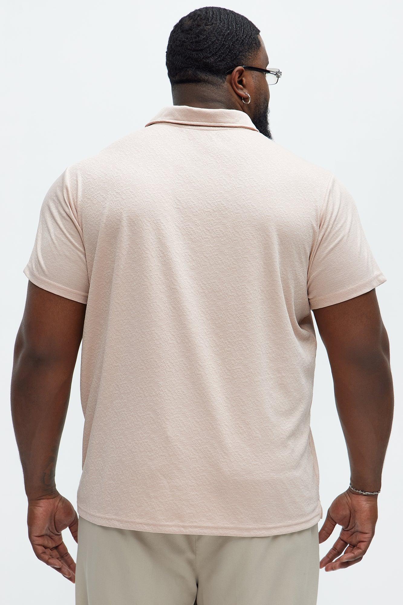 Jacquard Floral Knit Quarter Zip Polo Shirt - Mauve Product Image