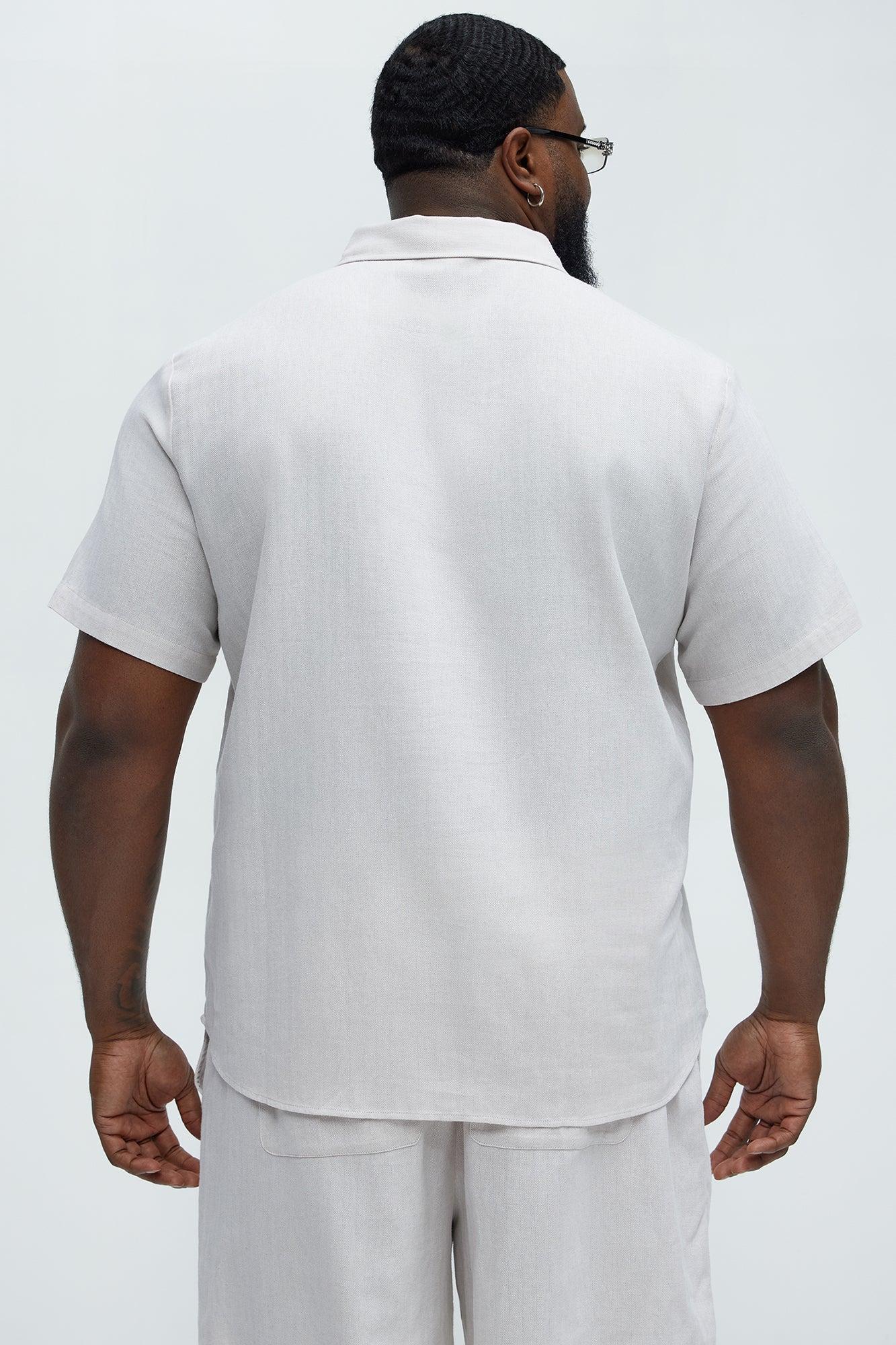 Herringbone Pinstripe Short Sleeve Shirt - Cream/combo Product Image