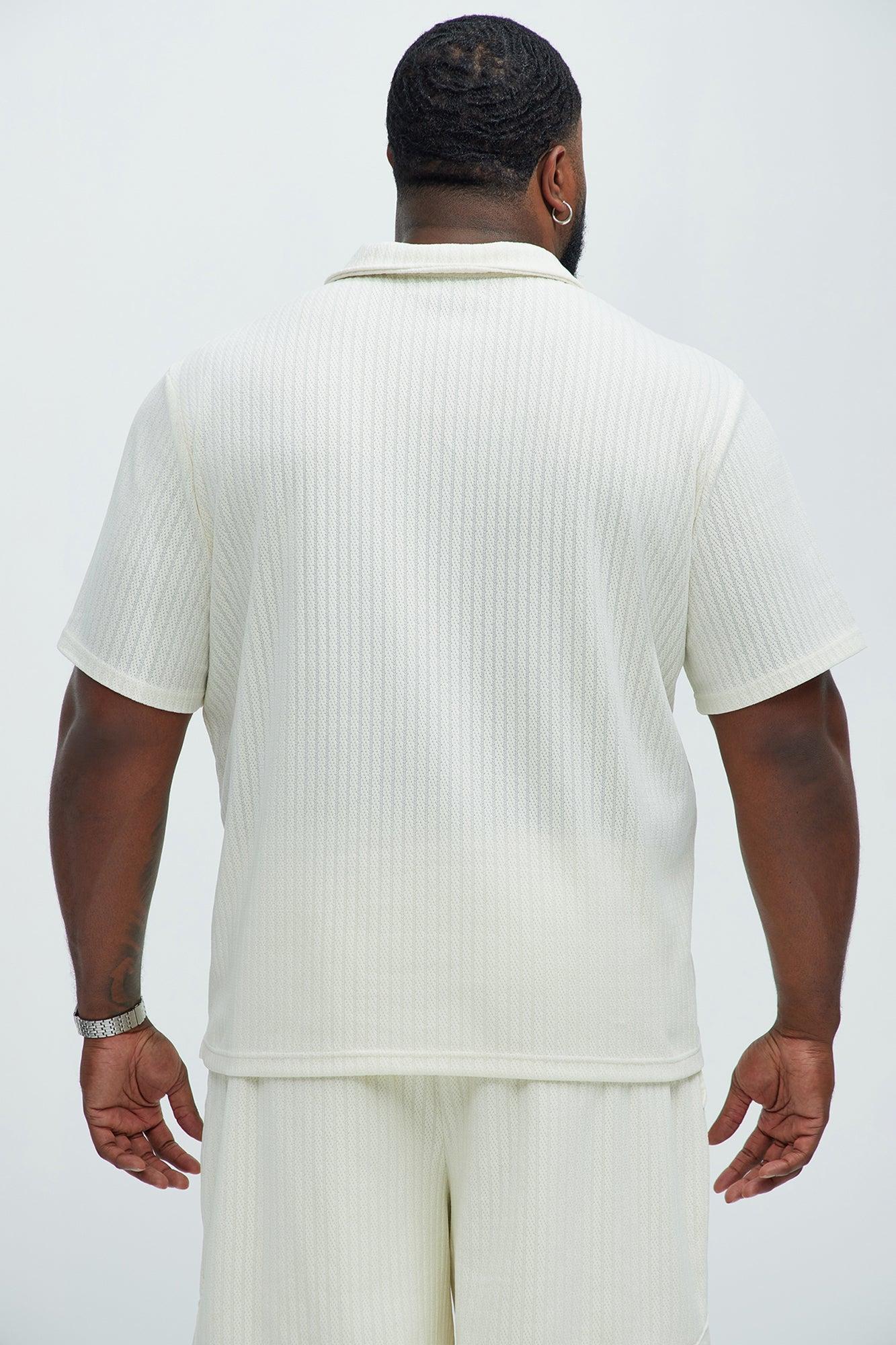 Easton Textured Polo Shirt - Off White Product Image