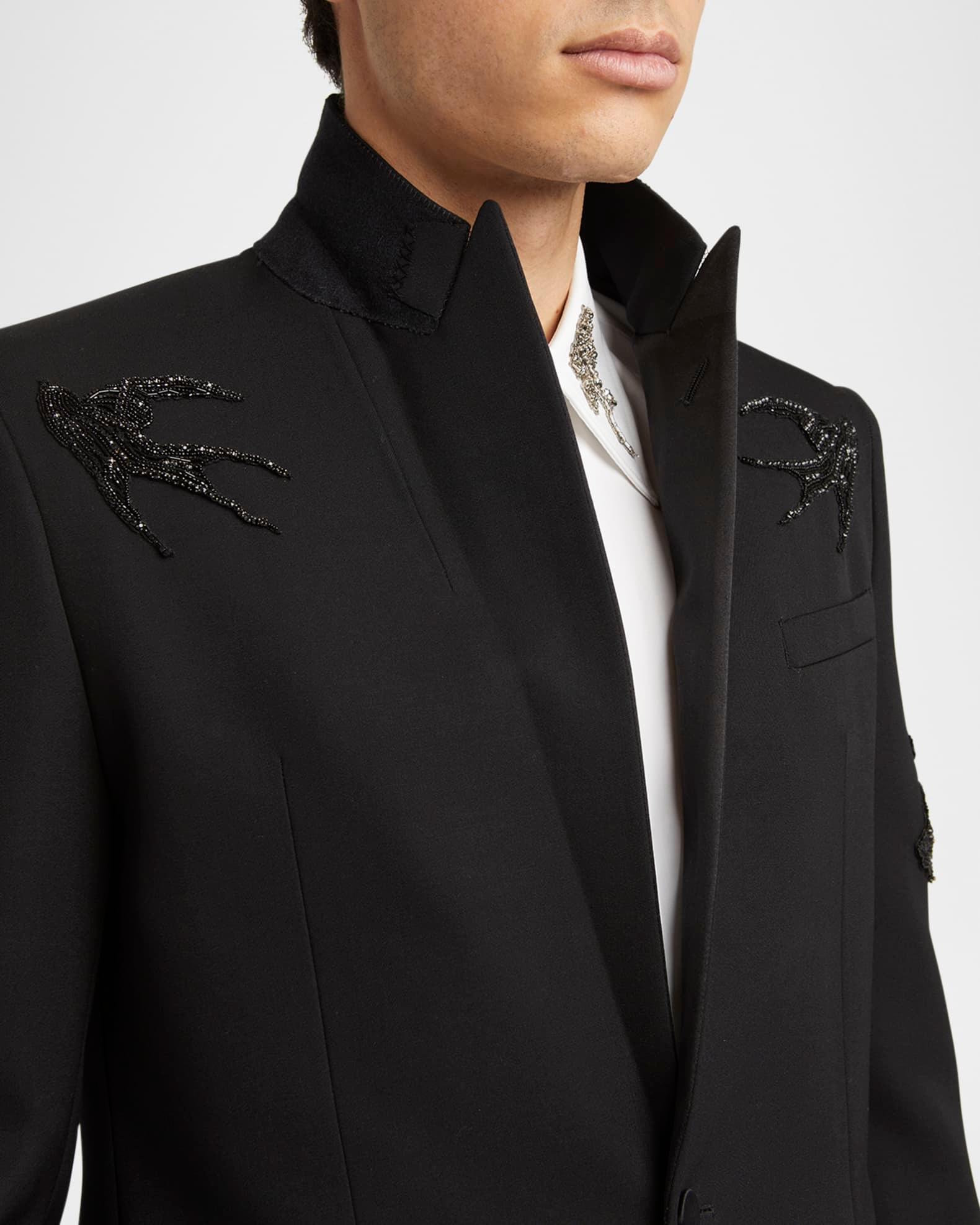 Men's Bead-Embellished Tuxedo Jacket Product Image
