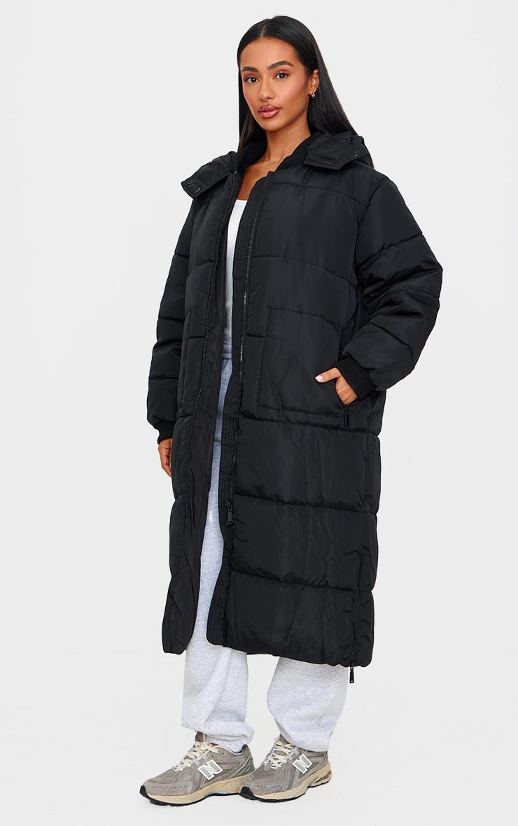 Petite Black Longline Puffer Coat Product Image