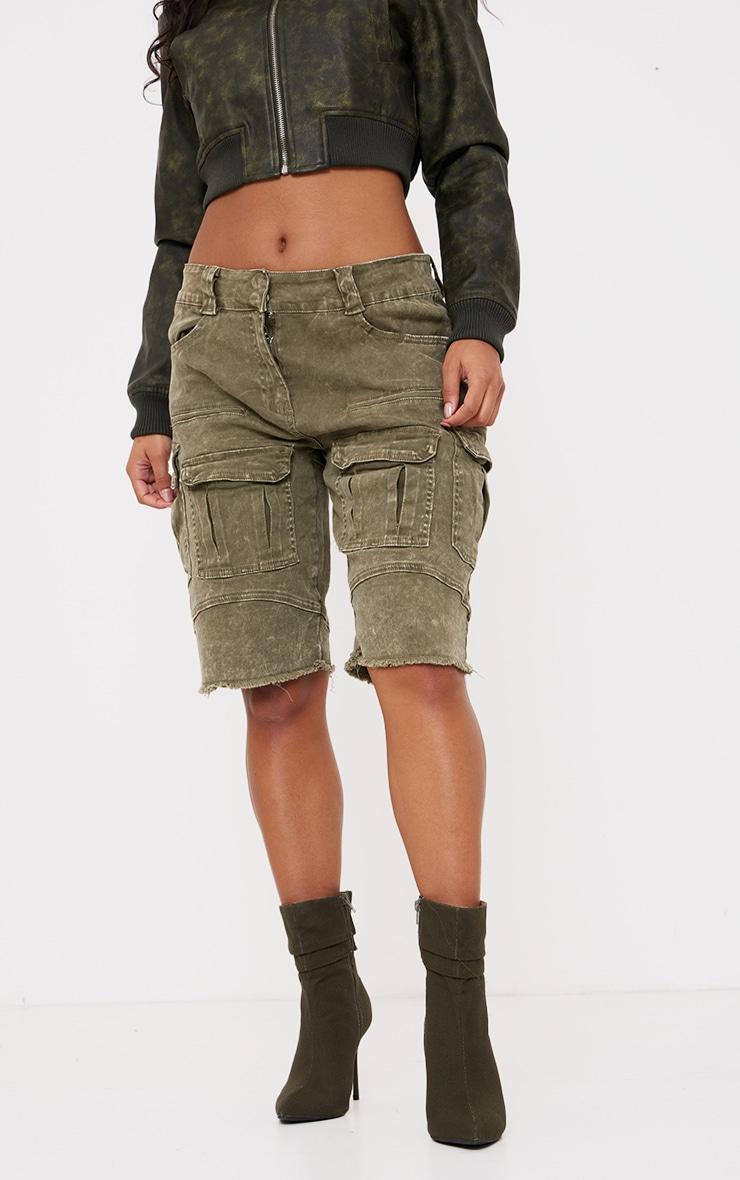 Khaki Woven Point Toe Ruched High Heeled Ankle Boots Product Image