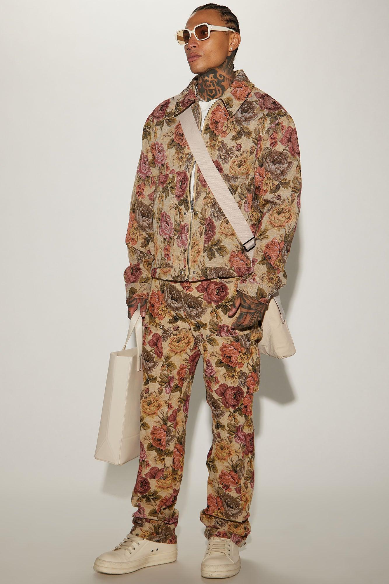 Bellevue Flared Tapestry Carpenter Pants - Taupe/combo Product Image