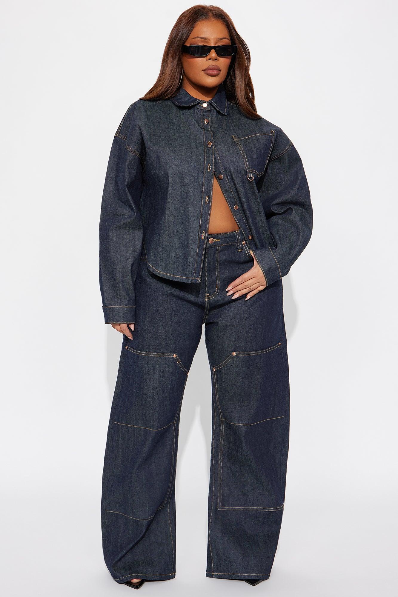 Premium Selvedge Utility Denim Jacket - Dark Denim Female Product Image