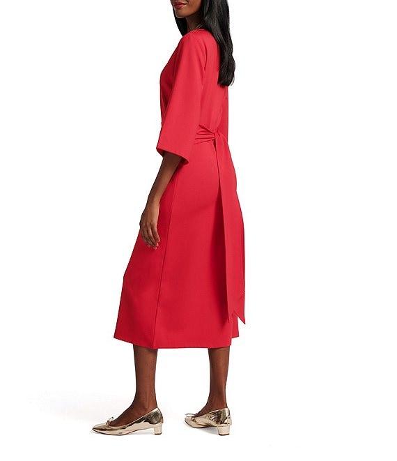 FRANCES VALENTINE Whitney Boat Neck 3/4 Sleeve Wrap Dress Product Image