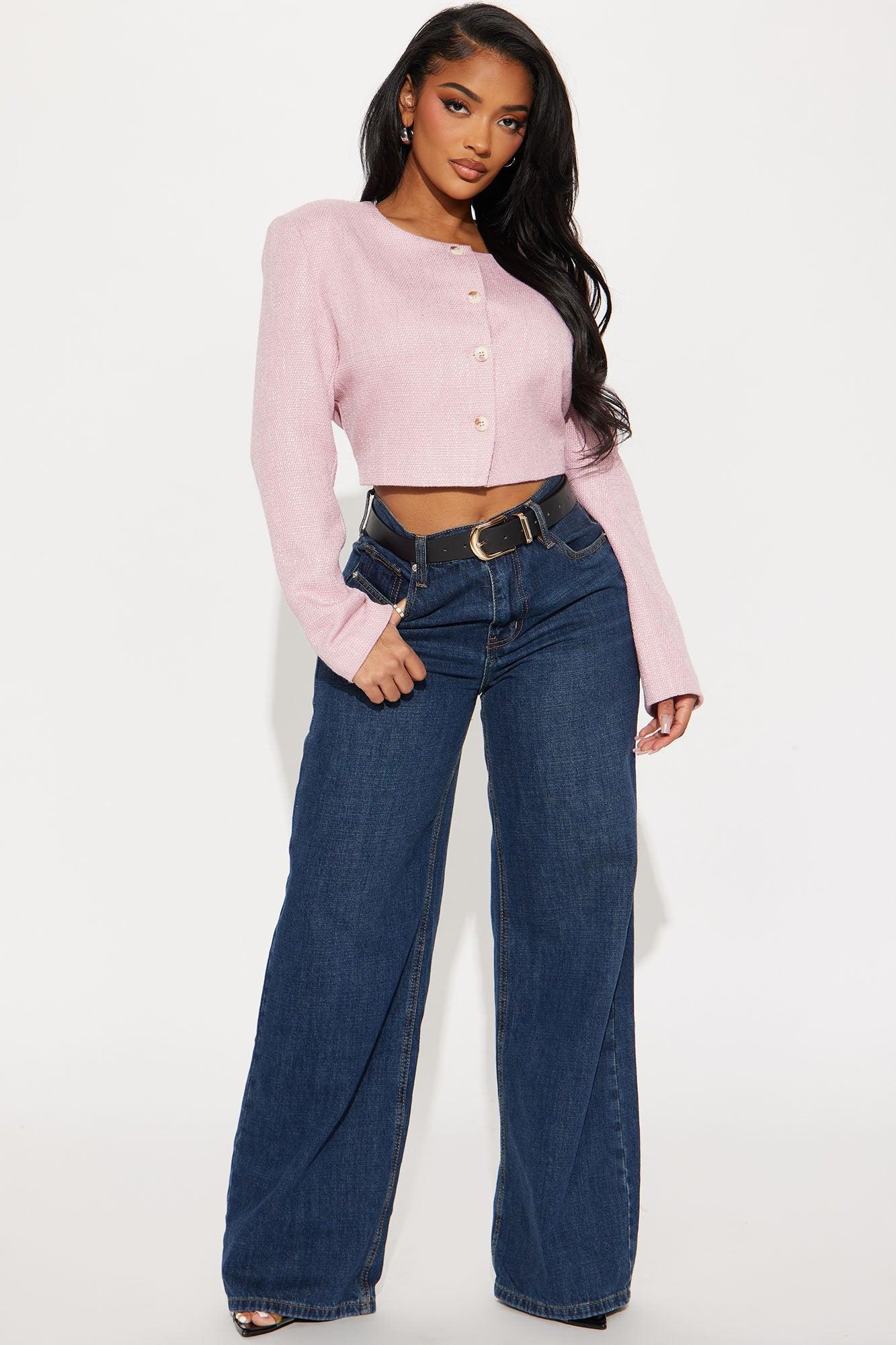 Sweet Damsel Tweed Blazer Top - Pink Product Image