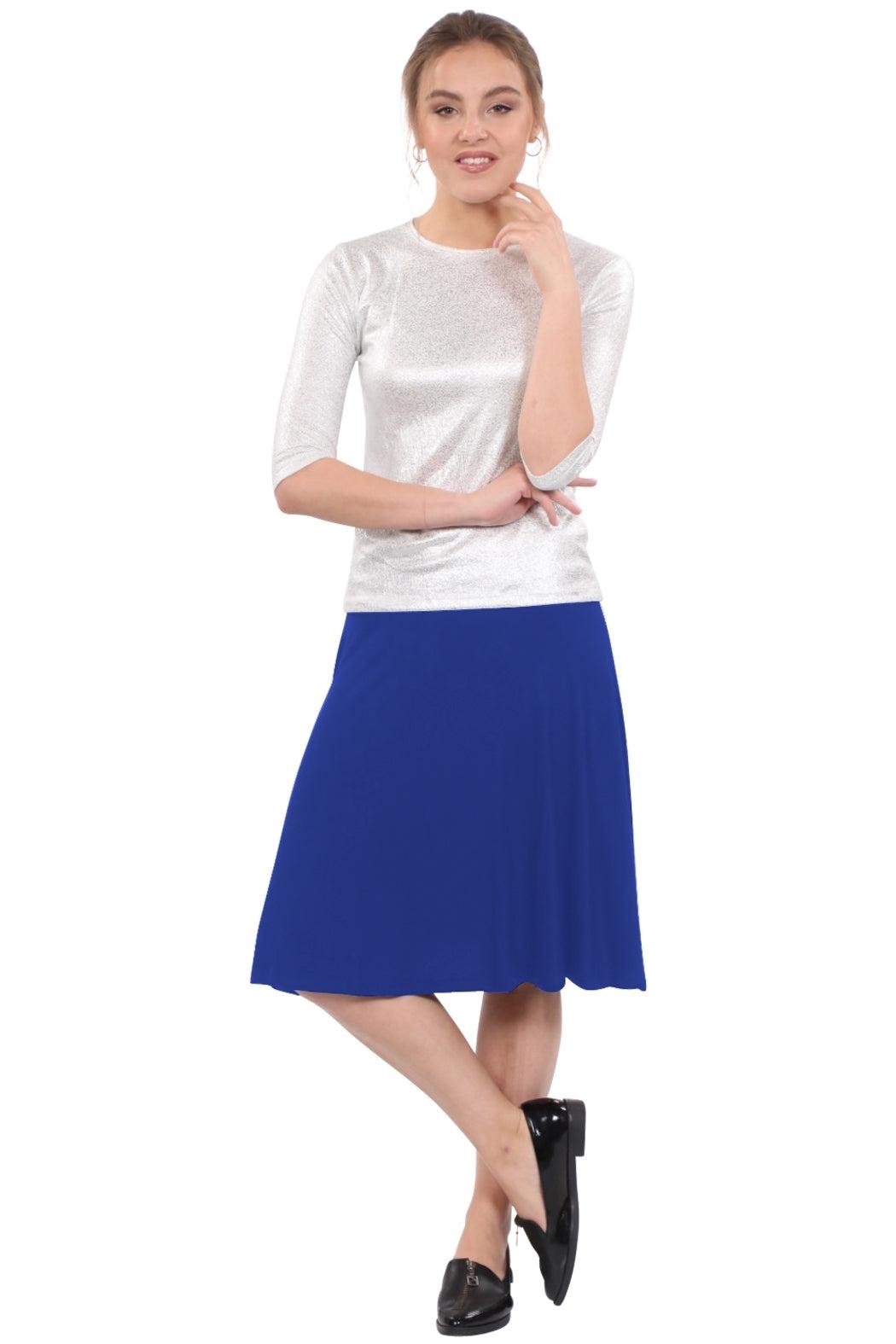Knee-Length Skater Skirt with Full A-line Cut Product Image