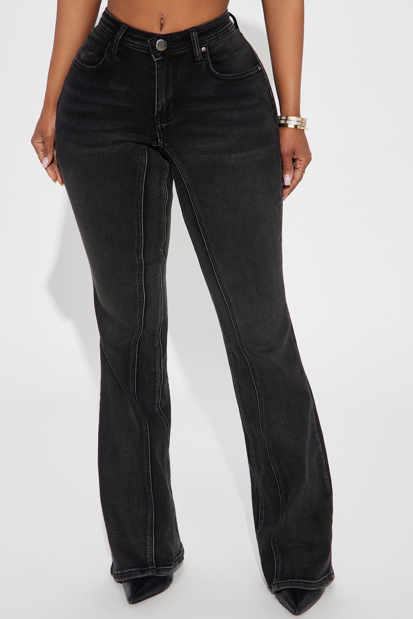 Giving Off Vibes Stretch Flare Jeans - Black Wash Product Image