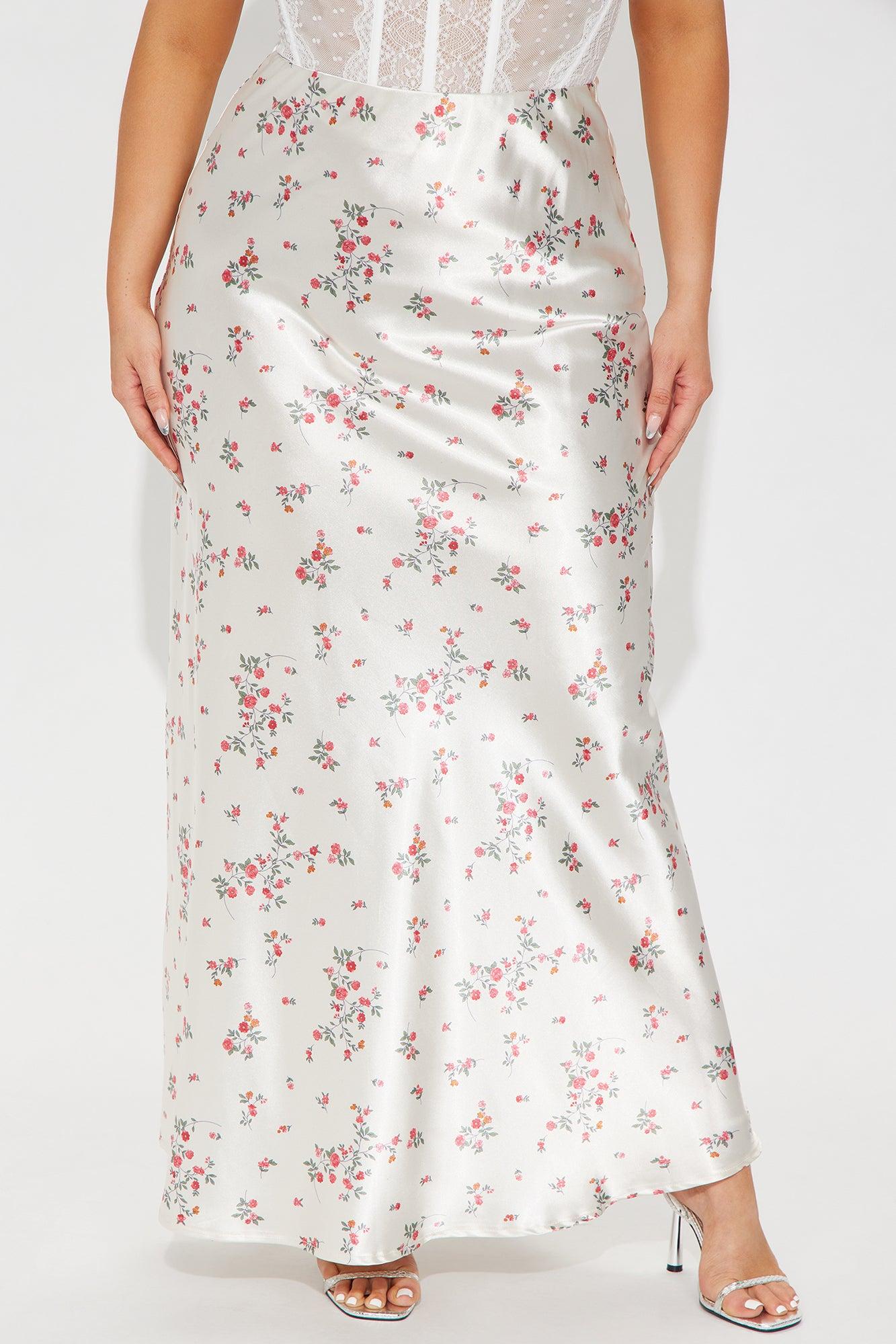 Buy Myself Flowers Satin Maxi Skirt - Champagne Product Image