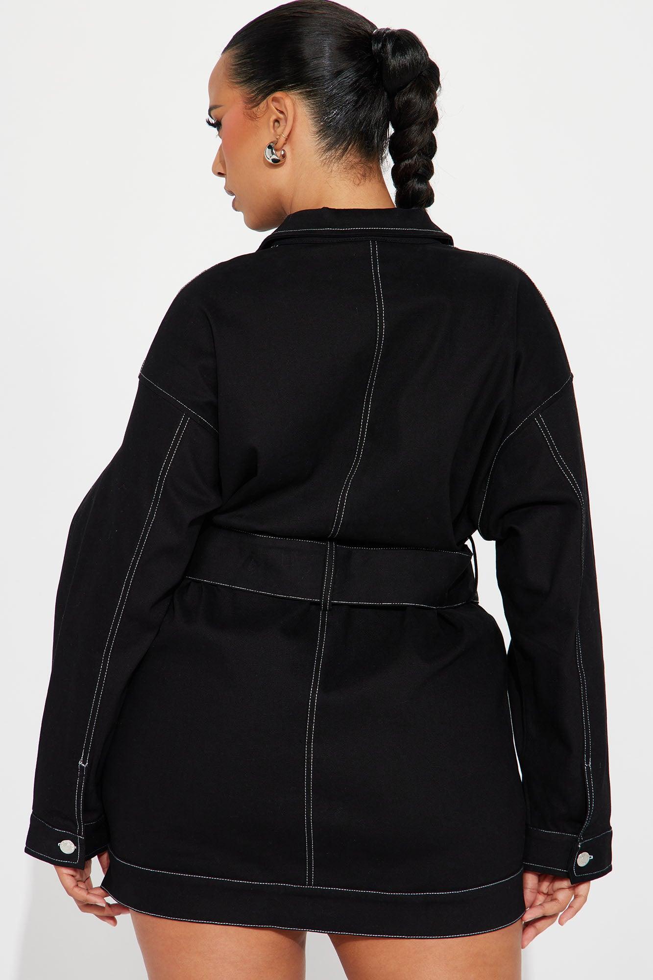 Stephanie Denim Mini Dress - Black Product Image