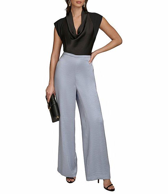 Donna Karan Satin High-Rise Wide Leg Pants Product Image