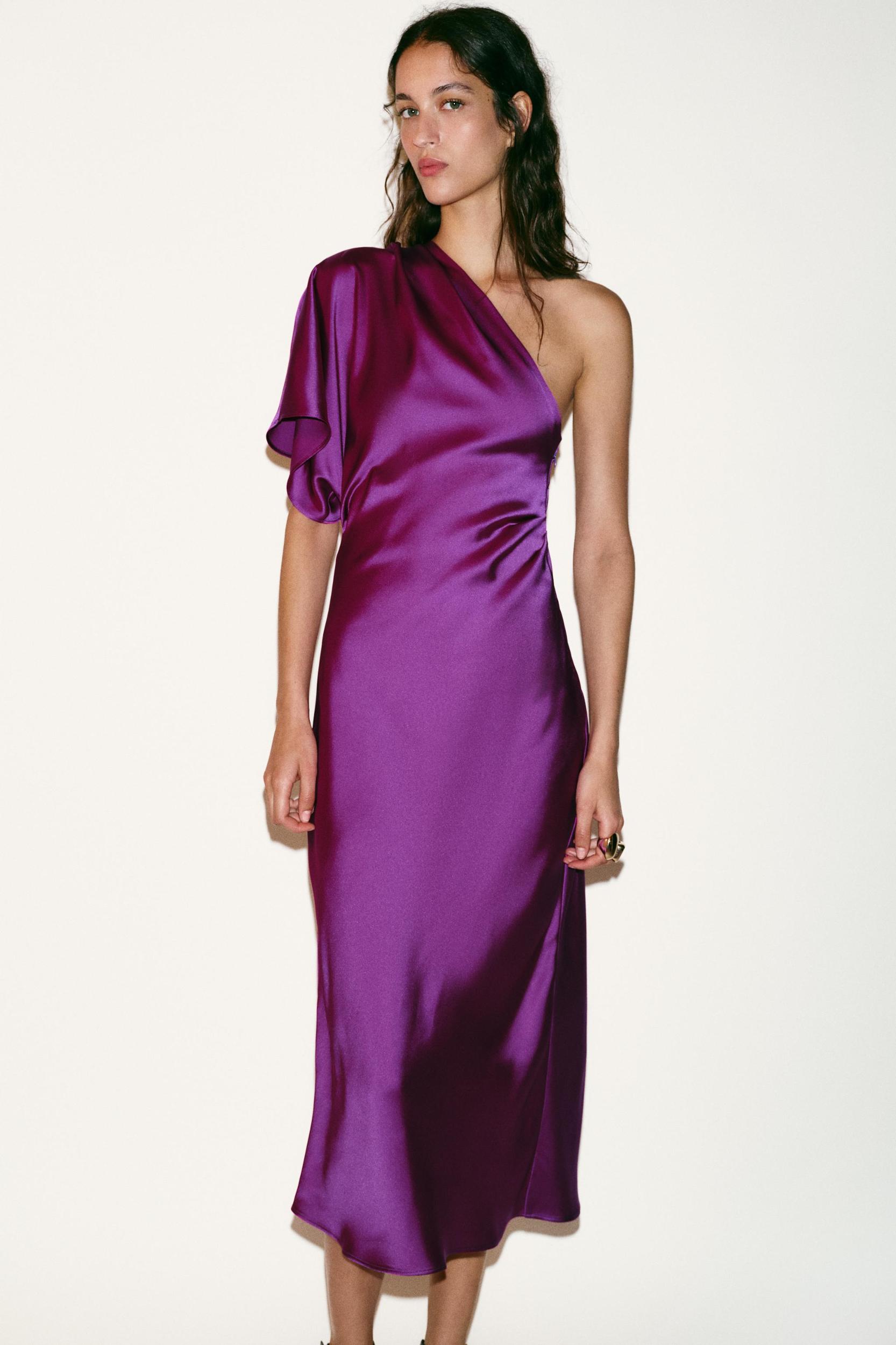 ASYMMETRIC SATIN MIDI DRESS Product Image