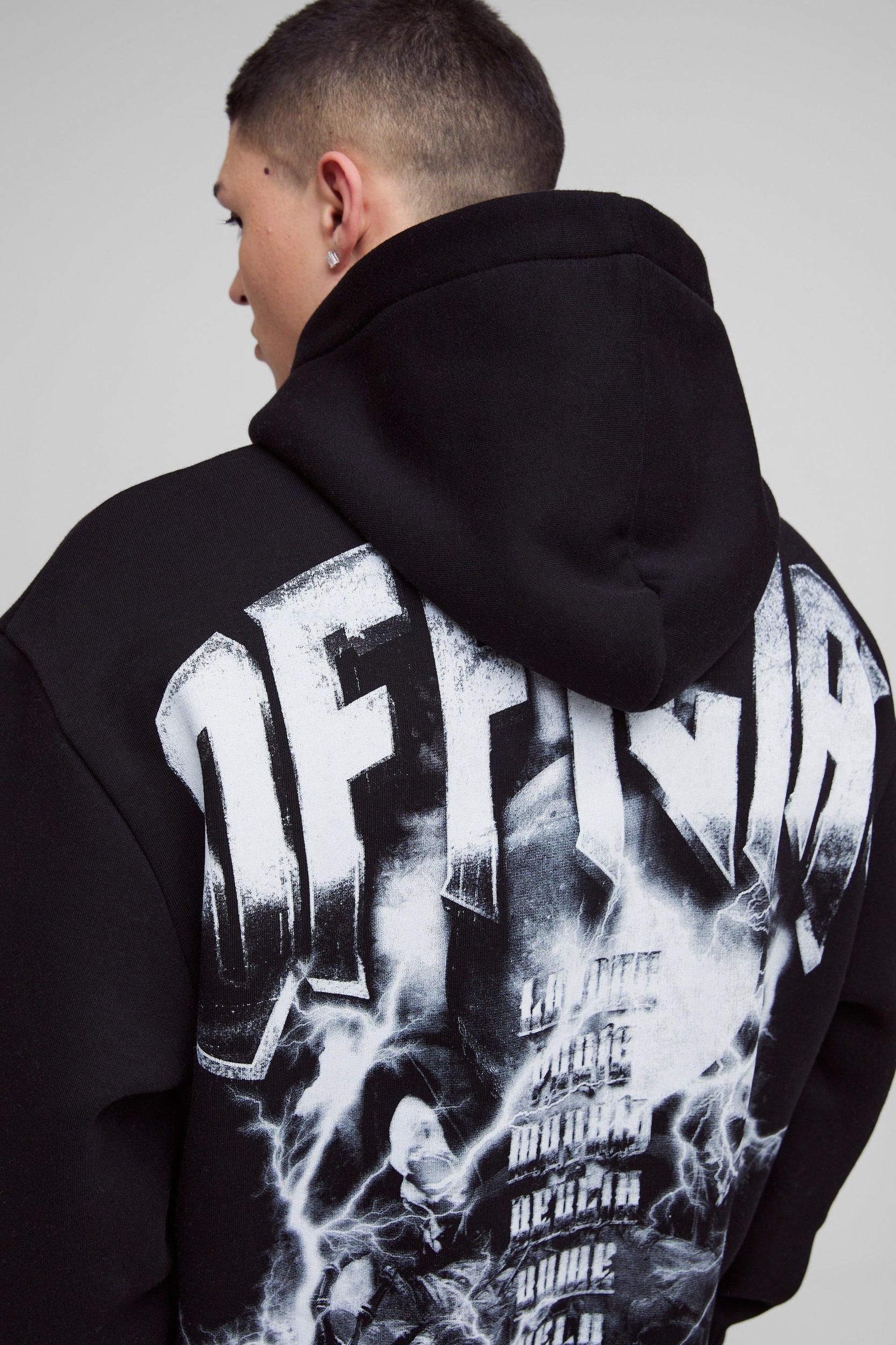 Oversized Large Scale Gothic Reaper Graphic Hoodie | boohooMAN USA Product Image