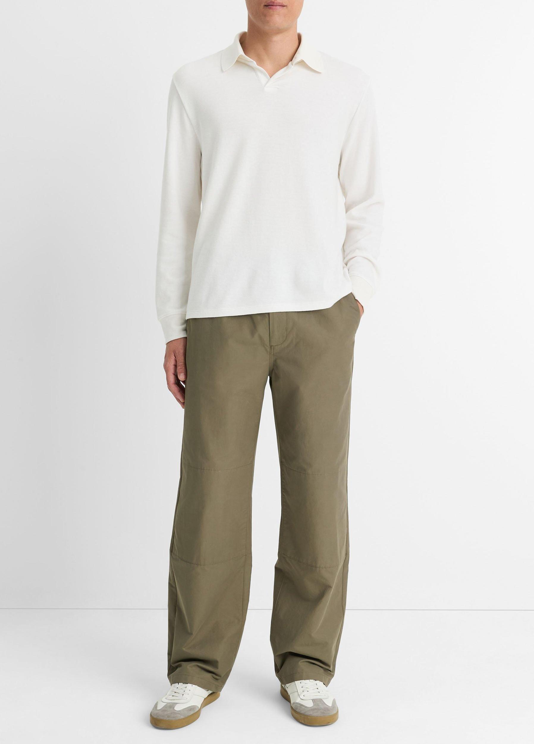 Double-Face Cotton-Blend Long-Sleeve Polo Shirt Product Image