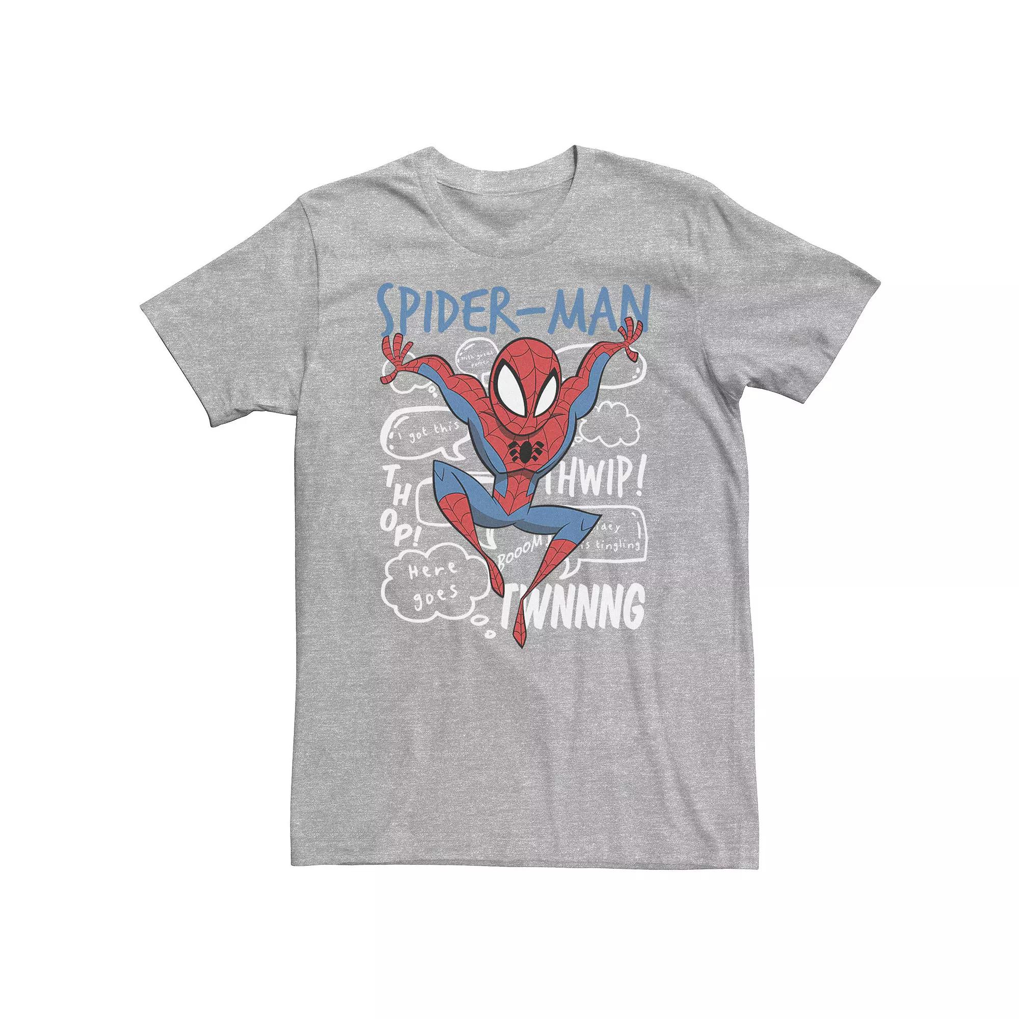 Big & Tall Marvel Spider-Man Action Pose Comic Sound Effects Tee, Men's,  Product Image