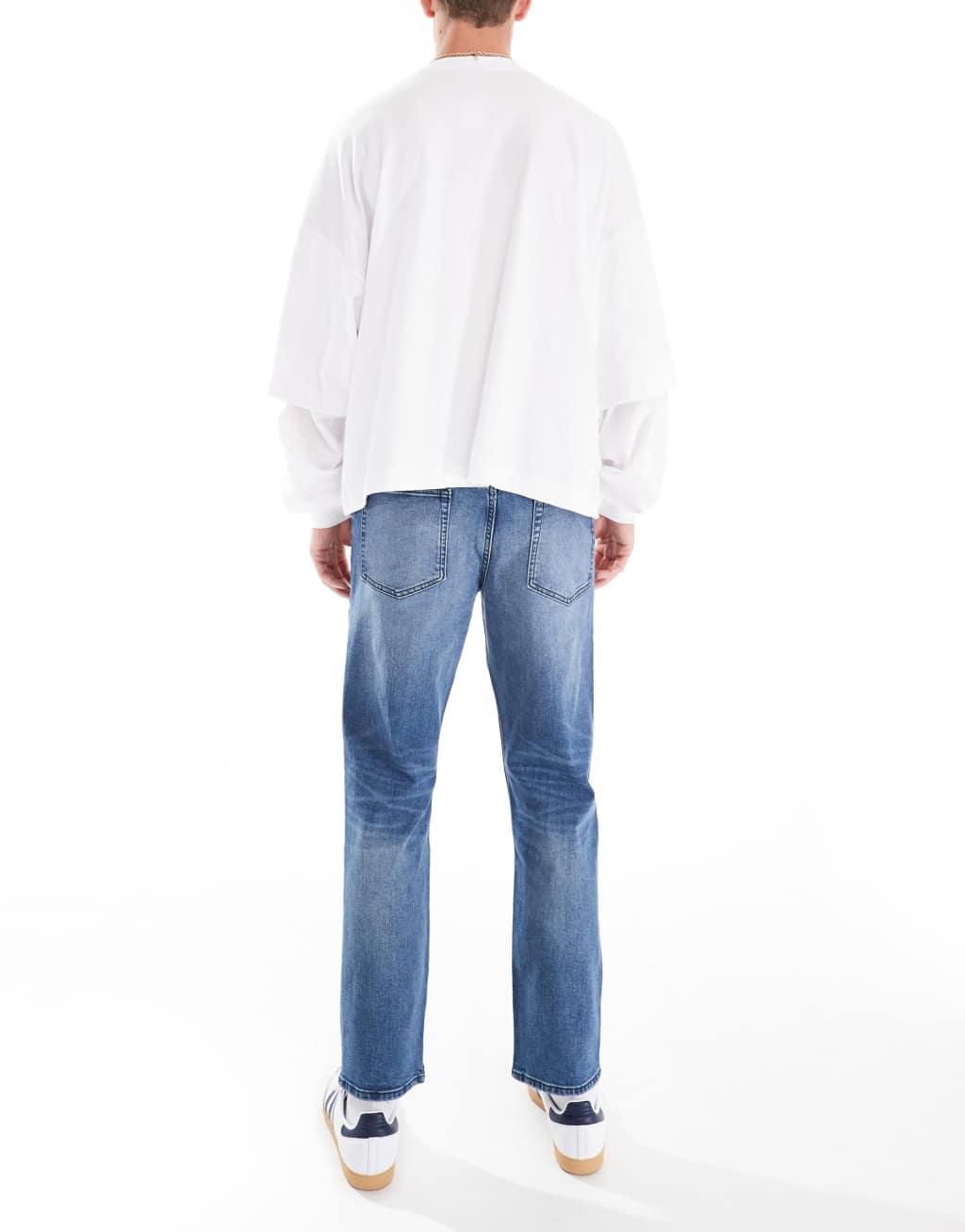 ASOS DESIGN slim jeans with tint in mid wash blue Product Image