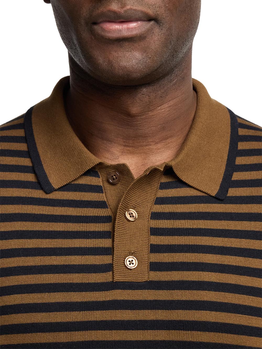 Cotton Three Button Polo - Brown Product Image