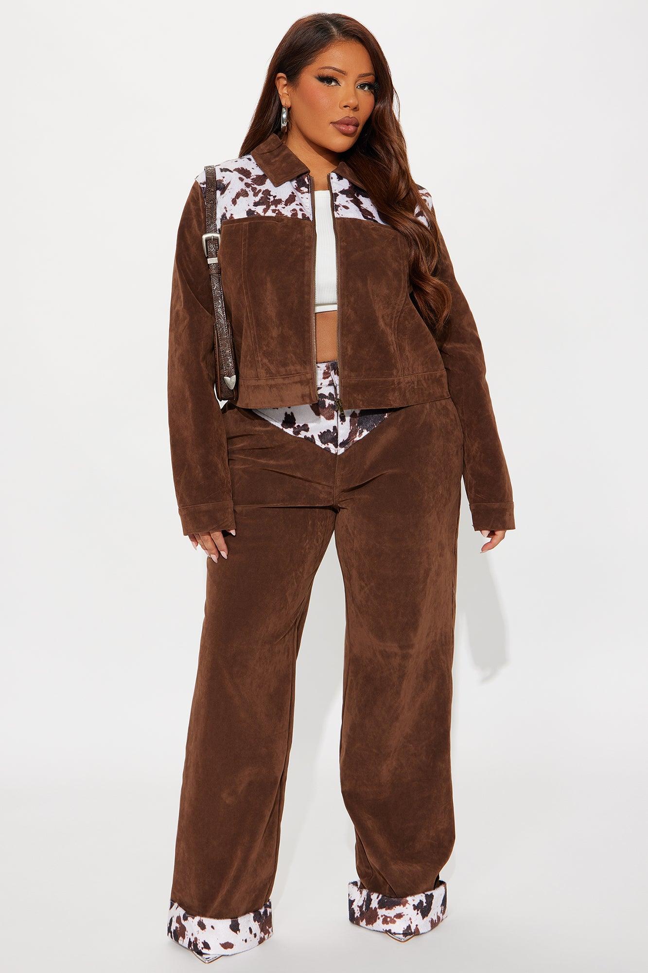 Saddle Up Faux Suede Jacket - Brown/combo Female Product Image