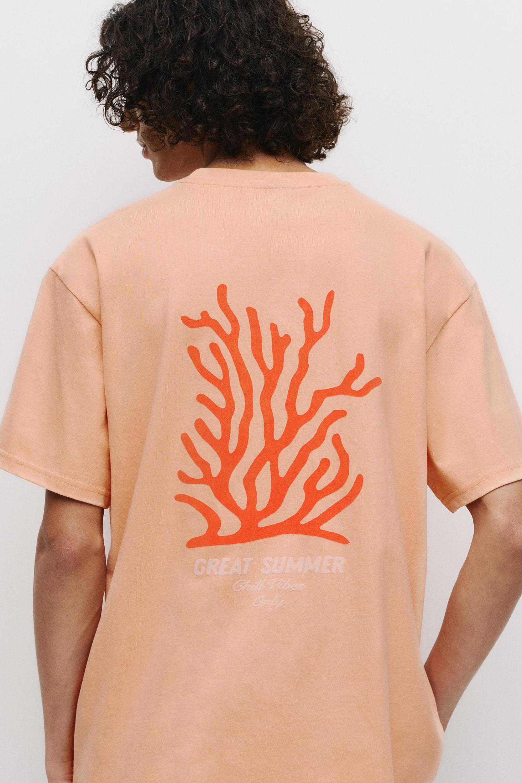Orange T-shirt with pocket Product Image
