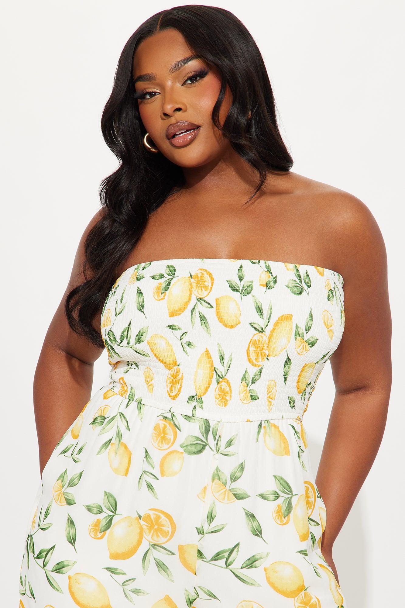 Brighten Your Day Fruit Print Jumpsuit - Yellow/combo Product Image