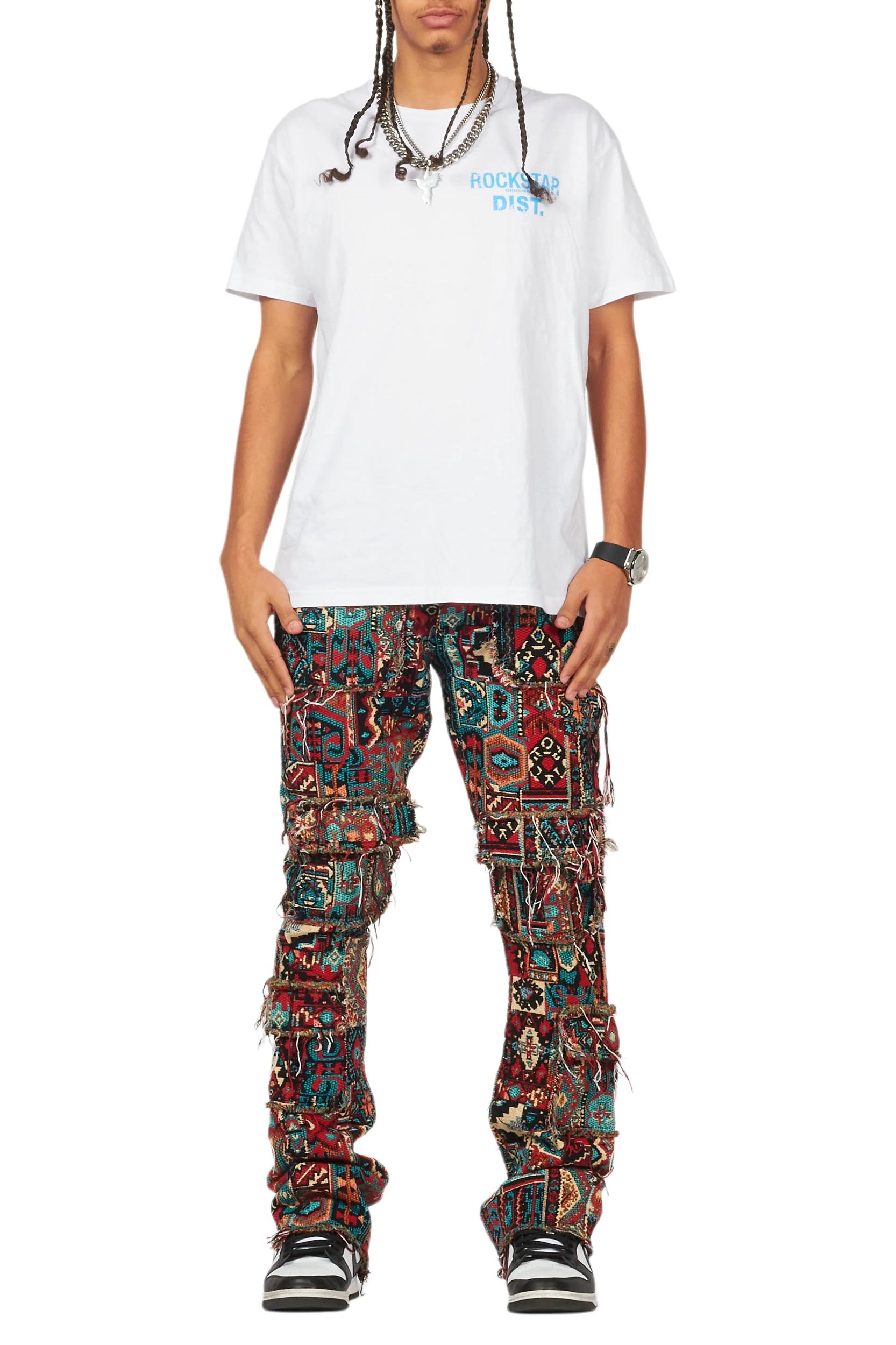 Tayami Tapestry Aqua Cargo Stacked Flare Jean Male Product Image