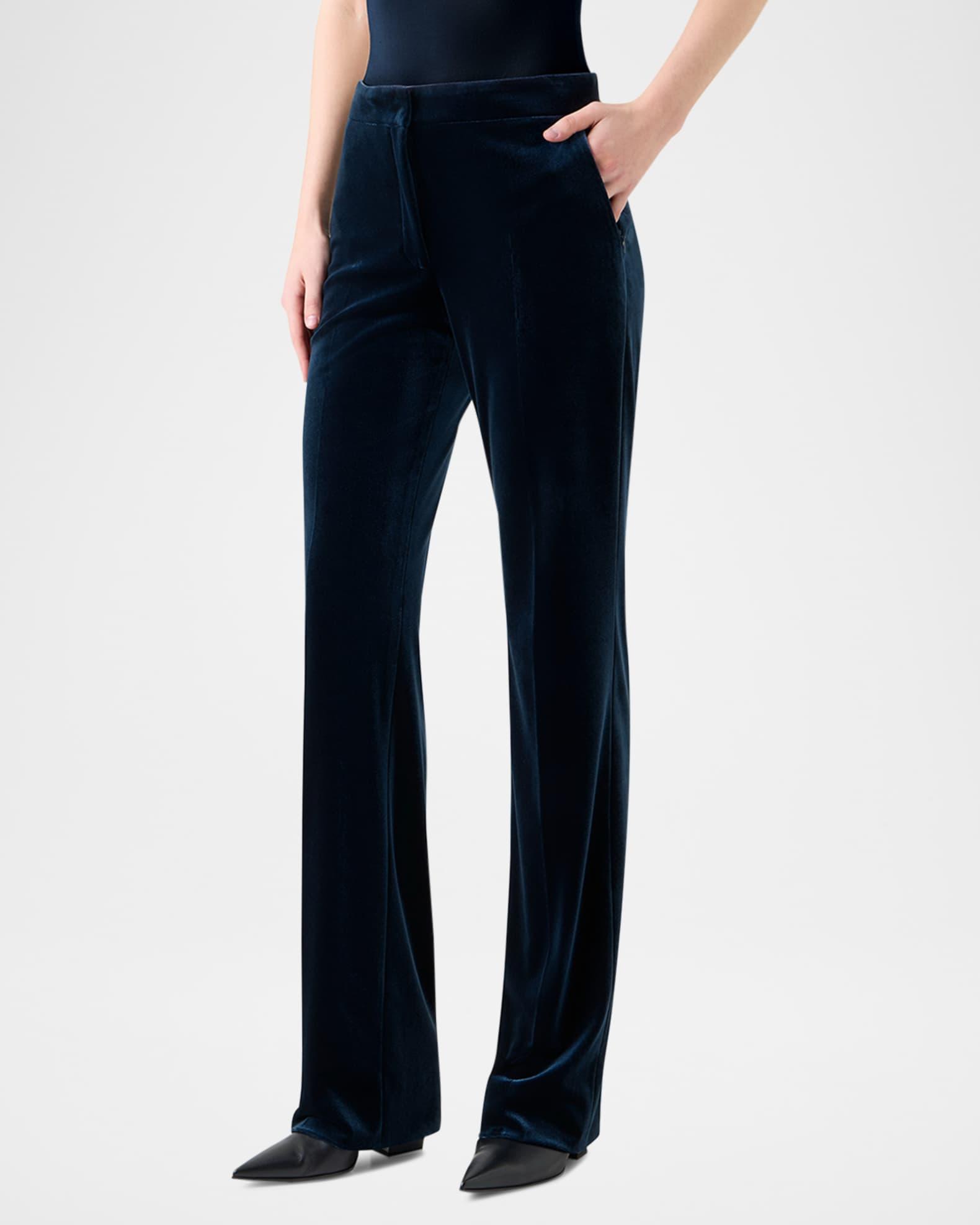 Carl Techno Velvet Stretch Straight-Leg Pants Product Image