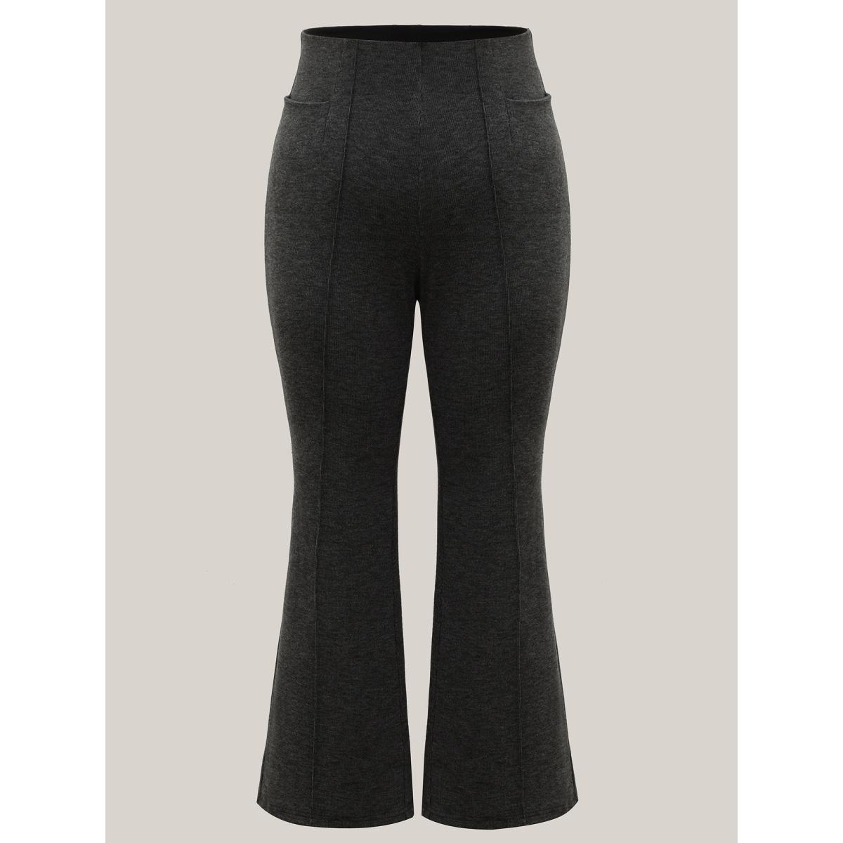 Plus Size Heather Midi-Rise Bootcut Pants Women DimGray Elegant Bootcut Mid Rise Everyday Pants BloomChic 10/M Product Image